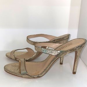 Schutz Metallic gold strap sandals